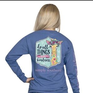 Simply Southern Do All Things With Kindness Blue Long Sleeve Shirt Plus Size